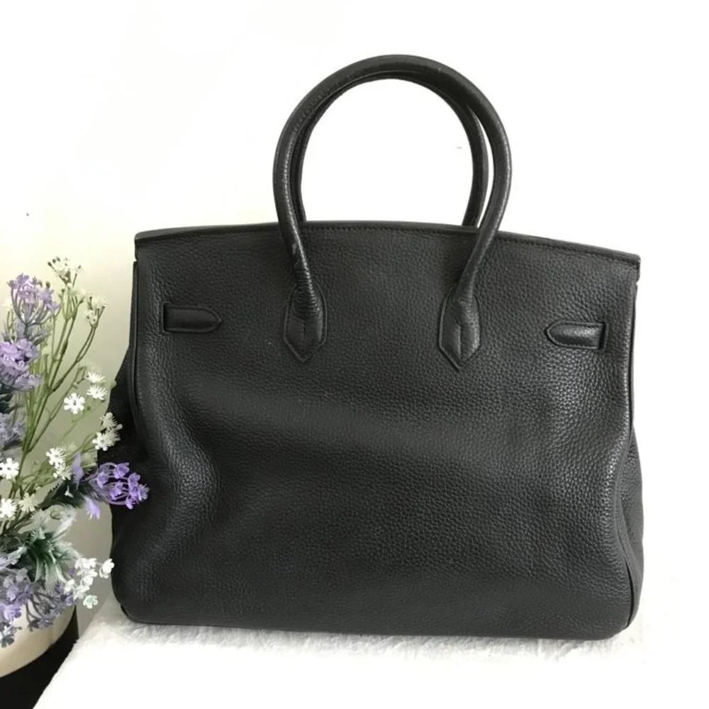 Hermes Birkin Handbag Noir Clemence with Palladium Hardware 35 Black - Picture 2 of 11